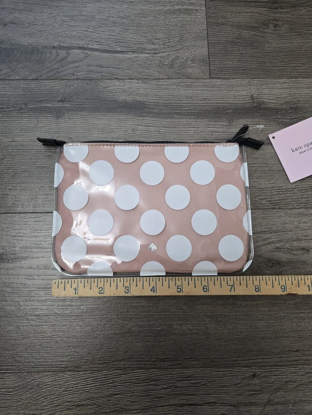 Kate Spade Jumbo Dot Pencil Pouch Peach White Black